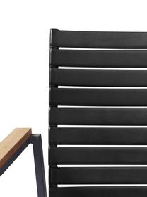 Silla con reposabrazos para exterior Mood Extreme, Estructura: aluminio con pintura en p, Asiento: plástico, Reposabrazos: madera de teca, Negro, An 57 x F 62 cm