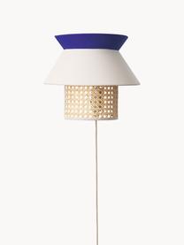 Wandlamp Klea van Weens vlechtwerk, Lampenkap: bamboe, textiel, Lichtbeige, koningsblauw, B 30 x H 25 cm