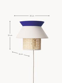 Nástenná lampa z viedenského výpletu Klea, Svetlobéžová, tmavomodrá, Š 30 x V 25 cm