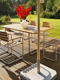 Ručne vyrobený záhradný stôl z tíkového dreva Prato, Tíkové drevo, odtiene striebornej, Š 180 x H 90 cm