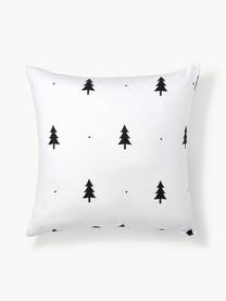 Taie d'oreiller en flanelle avec sapins X-mas Tree, Blanc, noir, larg. 50 x long. 70 cm