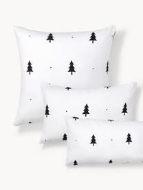 Taie d'oreiller en flanelle avec sapins X-mas Tree, Blanc, noir, larg. 50 x long. 70 cm