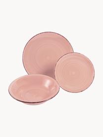 Servizio di piatti dipinti a mano Round, 4 persone (12 pz), Gres, Turchese, rosa antico, melanzana, grigio chiaro, 4 persone (12 pz)