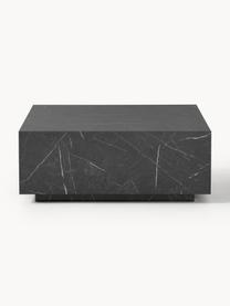 Tavolino da salotto effetto marmo Lesley, Pannello di fibra a media densità (MDF) rivestito con foglio di melamina, Effetto marmo nero, lucido, Larg. 90 x Prof. 90 cm