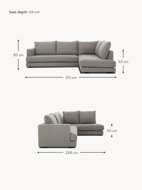 Sofa narożna Tribeca, Tapicerka: 100% poliester Dzięki tka, Stelaż: lite drewno sosnowe, Nogi: lite drewno bukowe, lakie, Taupe tkanina, S 274 x G 192 cm, prawostronna