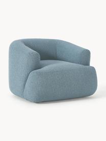 Sillón en tejido bouclé Sofia, Tapizado: tejido bouclé (100% polié, Estructura: madera de abeto, tablero , Patas: plástico Este producto es, Bouclé azul, An 90 x F 97 cm