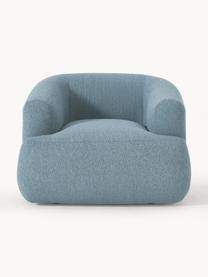 Sillón en tejido bouclé Sofia, Tapizado: tejido bouclé (100% polié, Estructura: madera de abeto, tablero , Patas: plástico Este producto es, Bouclé azul, An 90 x F 97 cm