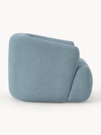 Bouclé fauteuil Sofia, Bekleding: bouclé (100% polyester) M, Frame: sparrenhout, spaanplaat, , Poten: kunststof Dit product is , Bouclé blauw, B 90 x D 97 cm