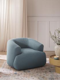 Fauteuil en tissu bouclé Sofia, Bouclé bleu, larg. 97 x prof. 84 cm