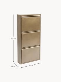 Zapatero de pared Caruso, puertas abatibles, Acero con pintura en polvo, Dorado con efecto envejecido, An 50 x Al 103 cm