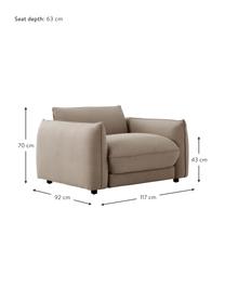 Loungefauteuil Molton, Bekleding: 100% polypropyleen. Met 2, Frame: massief grenen, spaanplaa, Poten: kunststof., Geweven stof taupe, B 117 x D 92 cm