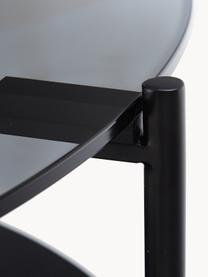 Konferenčný stolík so sklenenou doskou Valentina, Jaseňové drevo, čierna lakované, Ø 84 cm