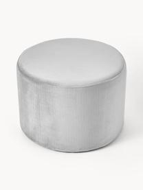 Pouf en velours Daisy, Velours gris, Ø 54 x haut. 38 cm