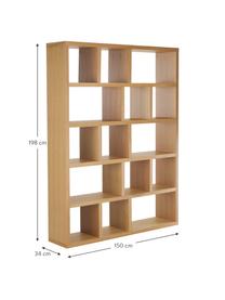 Grosses Bücherregal Portlyn mit Eichenholzfurnier, Oberfläche: Echtholzfurnier, FSC®-zer, Eichenholz, B 150 x H 198 cm