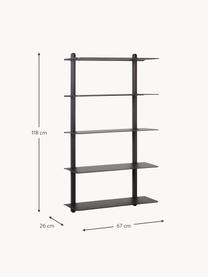 Estante de pared Nivo, Estantes: aluminio recubierto, Estructura: madera de fresno, Negro, An 67 x Al 118 cm