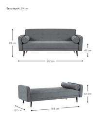 Sofa rozkładana z aksamitu Alessia (3-osobowa), Tapicerka: poliester, Nogi: drewno bukowe, lakierowan, Ciemny szary, S 212 x G 93 cm