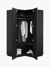 Armoire d'angle modulaire Leon, larg. 115 cm, Noir, Module d'angle : larg. 115 x haut. 200 cm