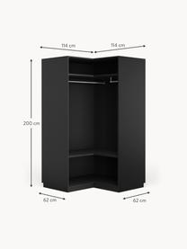 Modularer Eck-Kleiderschrank Leon, 115 cm Breite, Korpus: Spanplatte, melaminbeschi, Schwarz, Eckmodul, B 115 x H 200 cm