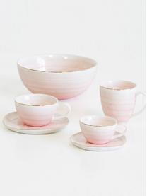 Tazas de té con plato Bella, 2 uds., Porcelana, Rosa, Ø 10 x Al 6 cm