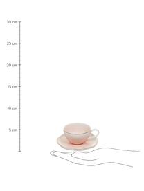 Tazas de té con plato Bella, 2 uds., Porcelana, Rosa, Ø 10 x Al 6 cm