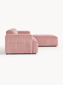 Cord-Ecksofa Melva (4-Sitzer), Bezug: Cord (92% Polyester, 8% P, Gestell: Massives Kiefernholz, Spa, Füße: Kunststoff Dieses Produkt, Cord Altrosa, B 319 x T 195 cm, Eckteil links