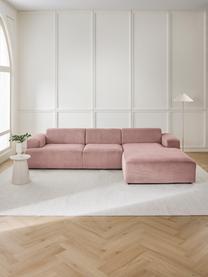 Cord-Ecksofa Melva (4-Sitzer), Bezug: Cord (92% Polyester, 8% P, Gestell: Massives Kiefernholz, Spa, Füße: Kunststoff Dieses Produkt, Cord Altrosa, B 319 x T 195 cm, Eckteil links