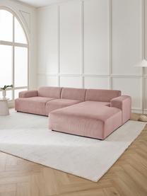 Cord-Ecksofa Melva (4-Sitzer), Bezug: Cord (92% Polyester, 8% P, Gestell: Massives Kiefernholz, Spa, Füße: Kunststoff Dieses Produkt, Cord Altrosa, B 319 x T 195 cm, Eckteil links