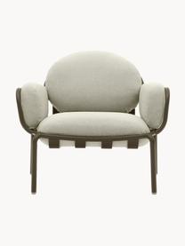 Fauteuil lounge de jardin Joncols, Tissu beige clair, vert olive, larg. 89 x prof. 80 cm