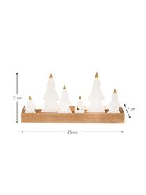 Svícen na čajové svíčky z porcelánu a akátového dřeva Trees, Bílá, světlé dřevo, Š 25 cm, V 13 cm