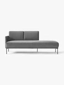 Fluwelen chaise longue Fluente, Bekleding: fluweel (hoogwaardig poly, Frame: massief grenenhout, FSC-g, Poten: gepoedercoat metaal Dit p, Fluweel donkergrijs, B 202 x D 85 cm, rugleuning links