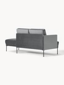 Fluwelen chaise longue Fluente, Bekleding: fluweel (hoogwaardig poly, Frame: massief grenenhout, FSC-g, Poten: gepoedercoat metaal Dit p, Fluweel donkergrijs, B 202 x D 85 cm, rugleuning links