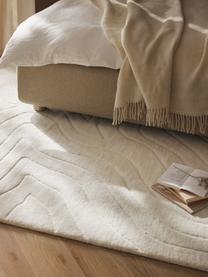 Alfombra artesanal de lana Aaron, Parte superior: 100% lana, Reverso: 100% algodón Las alfombra, Blanco crema, An 160 x L 230 cm (Tamaño M)