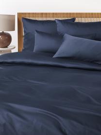 Housse de couette en satin de coton Comfort, Bleu foncé, larg. 200 x long. 200 cm