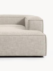 Sofa modułowa z mieszanki lnu Lennon, Tapicerka: 50% wiskoza, 25% len, 15%, Nogi: tworzywo sztuczne Ten pro, Szara mieszanka lnu, S 418 x G 269 cm, prawostronna