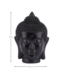 Oggetto decorativo Buddha Head, Poliresina, Nero, Ø 11 x Alt. 17 cm