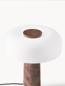 Lampe à poser avec pied en marbre Carla, Brun marbré, blanc, Ø 32 x haut. 39 cm