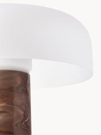 Lampada da tavolo con base in marmo Carla, Paralume: vetro, Base della lampada: marmo, metallo, Bianco, marrone marmorizzato, Ø 32 x Alt. 39 cm