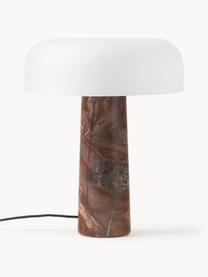 Tischlampe Carla mit Marmorfuß, Lampenschirm: Glas, Lampenfuß: Marmor, Metall, Braun marmoriert, Weiß, Ø 32 x H 39 cm