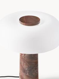 Stolní lampa s mramorovou podstavou Carla, Hnědá mramorovaná, bílá, Ø 32 cm, V 39 cm