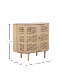 Komoda z mangového dřeva s vídeňskou pleteninou Bandol, Mangové dřevo, Š 80 cm, V 75 cm
