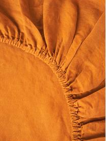 Drap-housse en lin délavé Airy, Orange, larg. 90 x long. 200 cm, haut. 25 cm