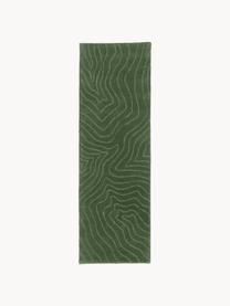 Ručně všívaný vlněný běhoun Aaron, Tmavě zelená, Š 80 cm, D 300 cm