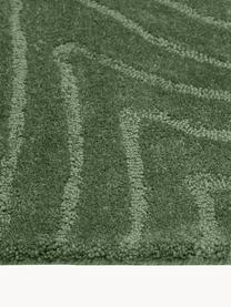 Wollen loper Aaron, handgetuft, Onderzijde: 100% katoen Bij wollen vl, Donkergroen, B 80 x L 250 cm