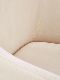 Fluwelen armleunstoel Isla, Bekleding: fluweel (polyester), Poten: gecoat metaal, Fluweel crèmewit, goudkleurig, B 60 x D 62 cm