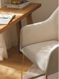 Chaise rembourrée en velours Isla, Velours blanc crème, pieds dorés, larg. 58 x prof. 62 cm