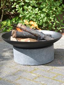 Feuerschale Granito mit Sockel , Schale: Metall, beschichtet, Sockel: Terrazzo, Schwarz, Ø 59 x H 23 cm