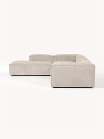 Sofá rinconera modular grande de pana Lennon, Tapizado: pana (92% poliéster, 8% p, Estructura: madera de pino maciza, ma, Patas: plástico Este producto es, Pana beige claro, An 329 x F 269 cm, chaise longue izquierda