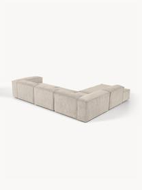 Divano angolare componibile XL in velluto a coste Lennon, Rivestimento: velluto a coste (92% poli, Struttura: legno di pino massiccio, , Piedini: plastica Questo prodotto , Velluto a coste beige chiaro, Larg. 329 x Prof. 269 cm, chaise longue a sinistra