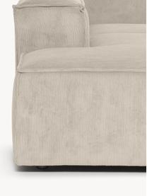 Modulares XL-Ecksofa Lennon aus Cord, Bezug: Cord (92 % Polyester, 8 %, Gestell: Massives Kiefernholz, Spe, Füße: Kunststoff Dieses Produkt, Cord Hellbeige, B 329 x T 269 cm, Eckteil links