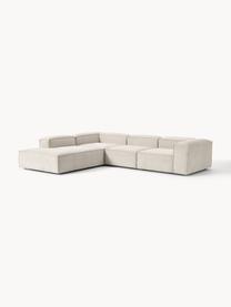 Modulares XL-Ecksofa Lennon aus Cord, Bezug: Cord (92 % Polyester, 8 %, Gestell: Massives Kiefernholz, Spe, Füße: Kunststoff Dieses Produkt, Cord Hellbeige, B 329 x T 269 cm, Eckteil links